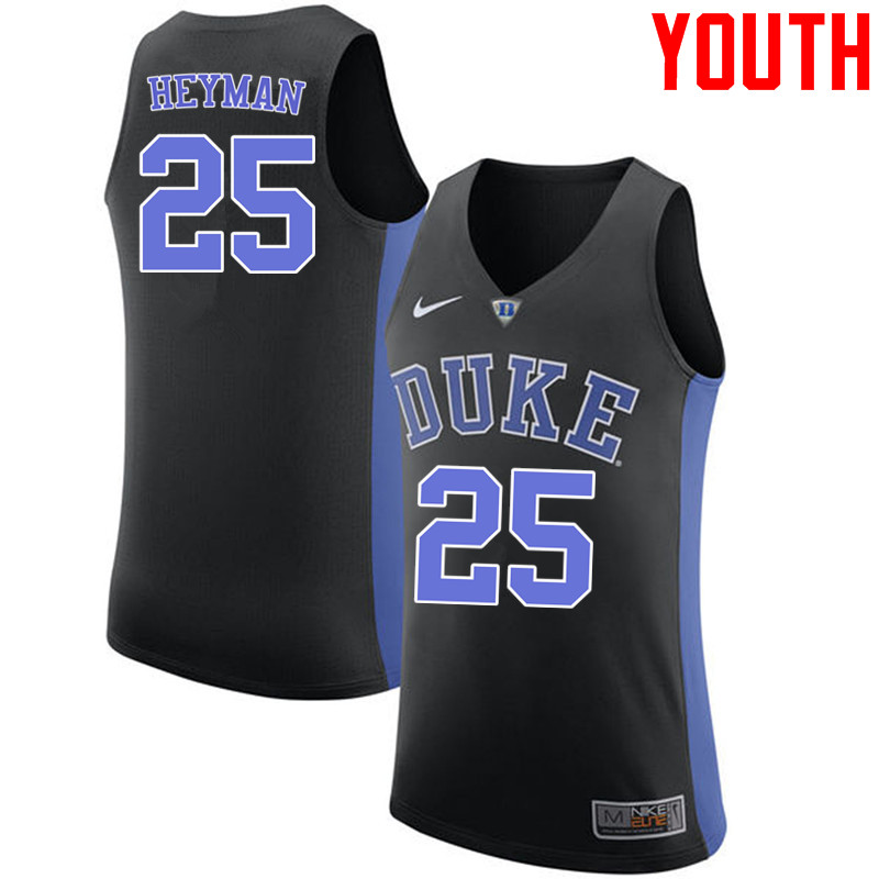 Youth #25 Art Heyman Duke Blue Devils College Basketball Jerseys-Black - Click Image to Close
